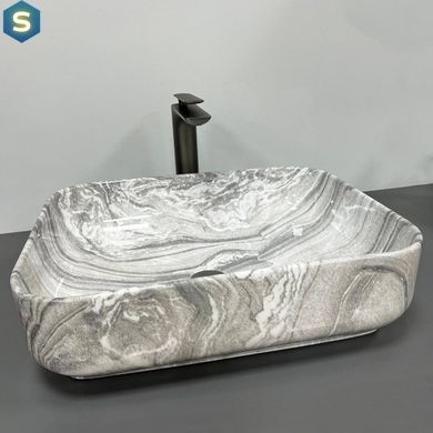 Умивальник (раковина) VBI PALERMO GREY ONYX GLOSSY накладний, Мармур