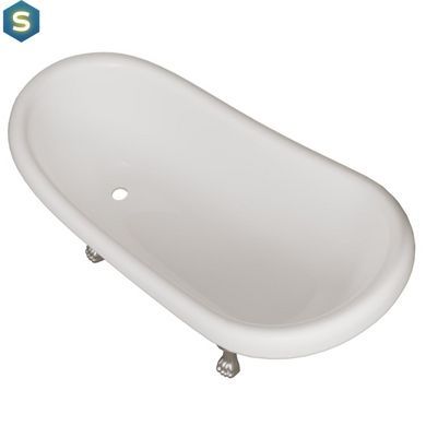 Ванна отдельностоящая глянцевая Amidicon Symphony 167x78 черная из литого камня серебряные ножки SYMFONIYA_167_s_BLACK_HL, Черно-белый