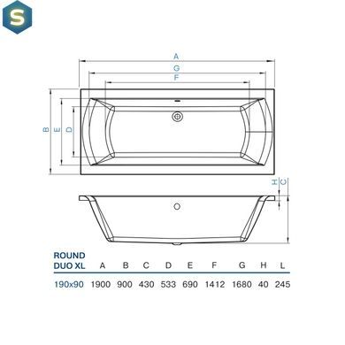 Ванна акрилова Koller Pool Round Duo XL 190x90 ROUNDDXL190X90, Білий