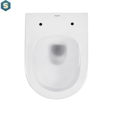 Унітаз підвісний Kroner Harz WHI493736 RIMLESS безобідковий з сидінням Slim Duroplast / Soft-close / Quick relase (KH493736WHIR), Білий