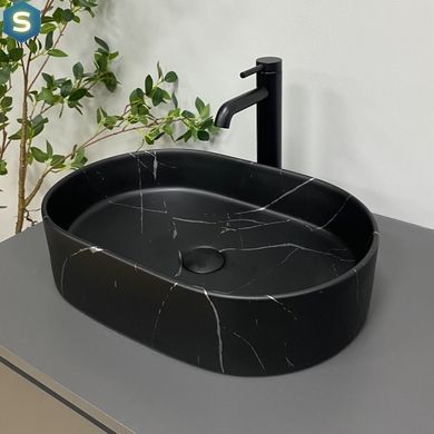 Умывальник VBI Verona 50 black marmo matt накладной VBI-011328, Черный матовый
