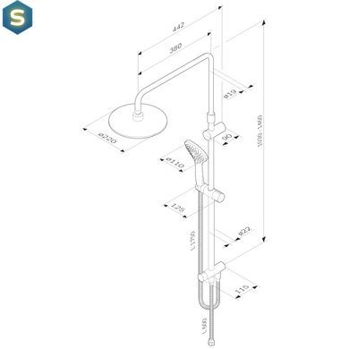 Душова система ShowerSpot без змішувача Am.Pm Gem black F0790022, Черный матовый