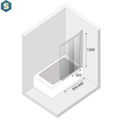Шторка для ванни New Trendy Sensi хром P-0037