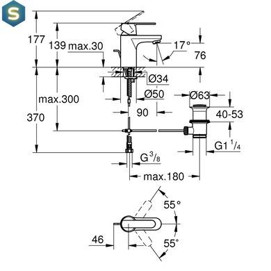 Смеситель для раковины Grohe QuickFix Get S-Size 32883000, Хром