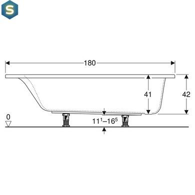 Ванна акриловая Geberit Selnova Square 180x80 554.386.01.1 + ножки, Белый