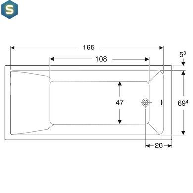 Ванна акриловая Geberit Selnova Square 180x80 554.386.01.1 + ножки, Белый
