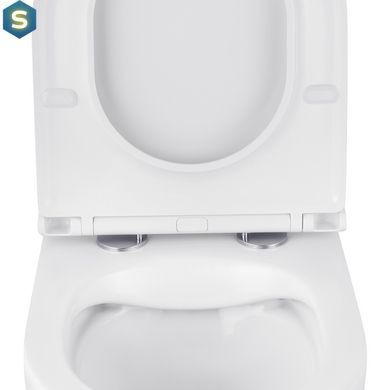 Унітаз підвісний Kroner Harz WHI493736 RIMLESS безобідковий з сидінням Slim Duroplast / Soft-close / Quick relase (KH493736WHIR), Білий
