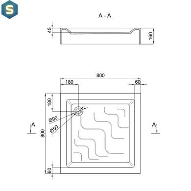 Душовий піддон Lidz Mazur ST80x80x16, Білий
