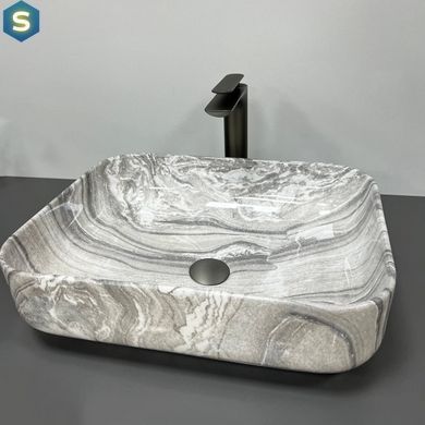 Умивальник (раковина) VBI PALERMO GREY ONYX GLOSSY накладний, Мармур