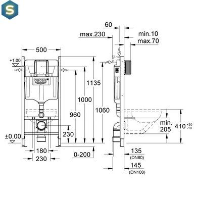Инсталляция скрытого монтажа для унитаза Grohe Rapid SL 3884000G