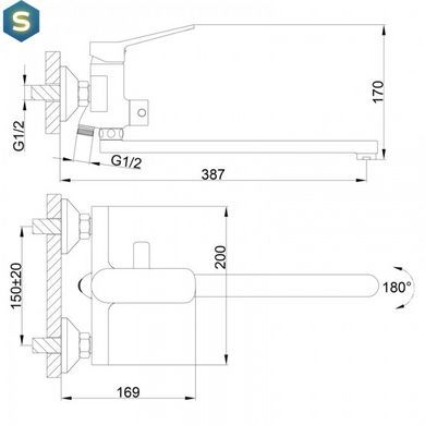 Смеситель для ванны Frap F2261, хром, Хром
