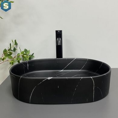 Умывальник VBI Verona 50 black marmo matt накладной VBI-011328, Черный матовый