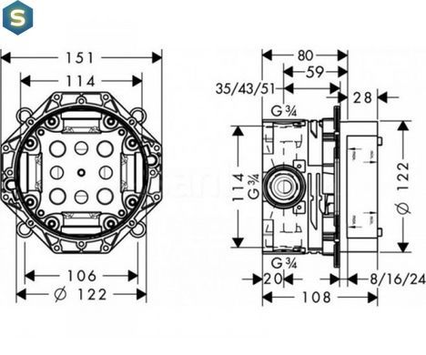 Скрытая часть Hansgrohe Ibox Universal 01800180
