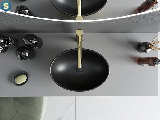 Умывальник Mexen Elza brushed gold black matt накладной MEX-21014027, Золотой