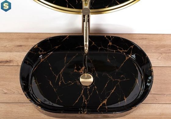 Умивальник Rea Nadia black marble shiny накладний REA-U0539, Черный матовый