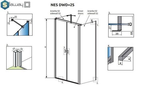 Душевая кабина Radaway Nes DWD+2S 120x75x200 10035120-01-01 + 10040075-01-01 + 10040075-01-01