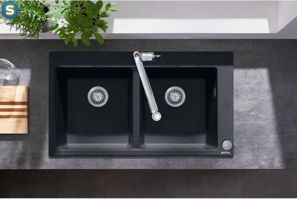 Кухонна мийка Hansgrohe S510-F770 770x510 на дві чаші 370/370 Graphiteblack 43316170