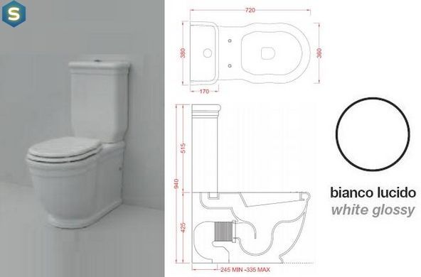 Чаша напольного унитаза Hidra Ellade D23, Белый