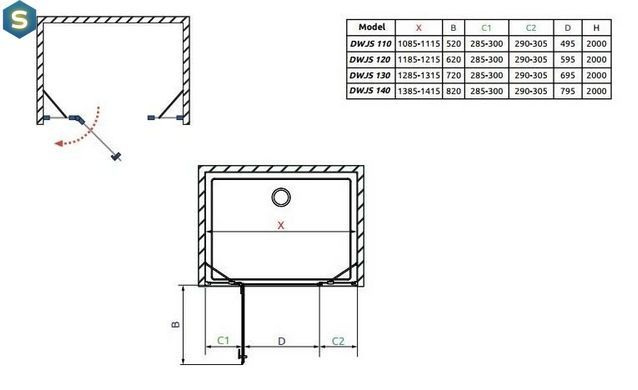 Душові двері Radaway Essenza New DWJS 140 см 385033-01-01R+384090-01-01
