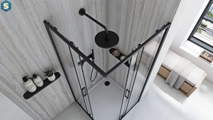 Душевая кабина Rea City 90x90 black REA-K6446, Черный матовый, Универсальная, черный матовый