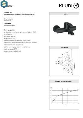 Змішувач для ванни Kludi Bozz DN 15 чорний мат 386913976