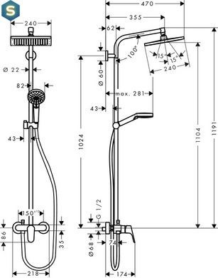Душевая система Hansgrohe Crometta E 240 1jet Showerpipe 27284000