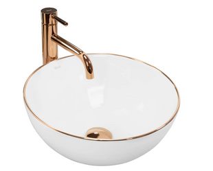 Умивальник Rea Stella накладний rose gold edge білий REA-U7444, Білий