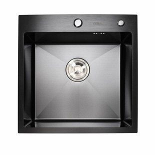 Кухонная мойка Platinum Handmade PVD черная 500x500x220 (3,0/1,5 мм корзина и дозатор в комплекте), Черный/золото
