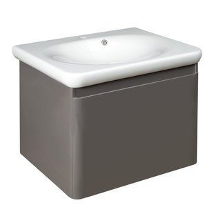 Тумба з умивальником Devit Fly new підвісна 60 см, сіра 0020120G, Каппучино