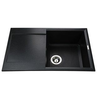 Кухонная мойка гранитная Globus Lux Komo черный металiк 790х500мм-А0001, Черный/золото