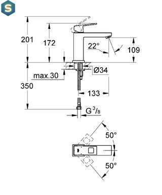Змішувач для умивальника Grohe Eurocube 23446000