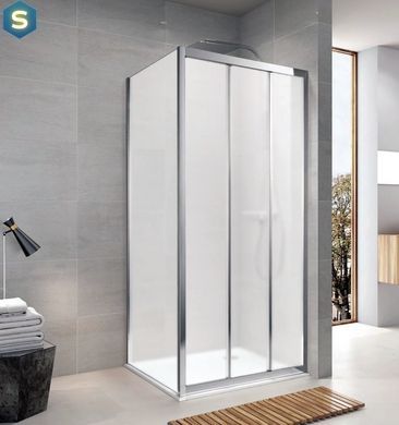 Душевая кабина Koller Pool Trend-S квадратная хром 900x900x1900 мм (трехсекц., раздвижная) стекло grape (2 части) TT90G+S90G, Хром, Универсальная, матовый, хром