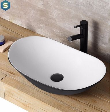 Умывальник Rea Royal black white накладной REA-U6600, Черный/золото