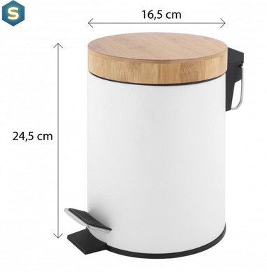Кошик для сміття Yoka Bin White Bamboo 3л. для ванної кімнати CH.BIN-WHT, Білий