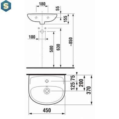 Умывальник Jika Lyra 45x37 H8153820001041, Белый