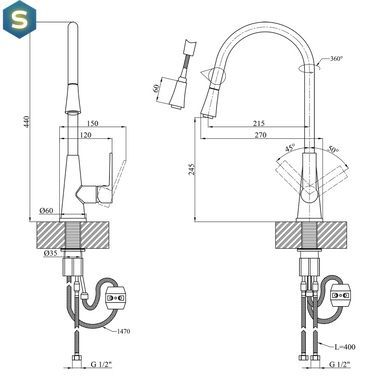Змішувач для кухні з висувним виливом Kroner KRM 11-013F CV027263, Хром