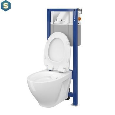 Комплект инсталляции Cersanit Aqua 02 с унитазом Cersanit Moduo CleanOn с сидением Soft Close Slim, Белый