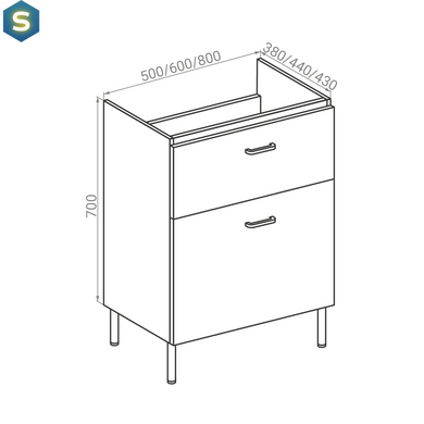 Тумба напольная RJ Flora-L с умывальником Moduo, арт. K116-011 60 см белая RJFU042-0160WHSET(RJFU042-0160WH + K116-011), Белый