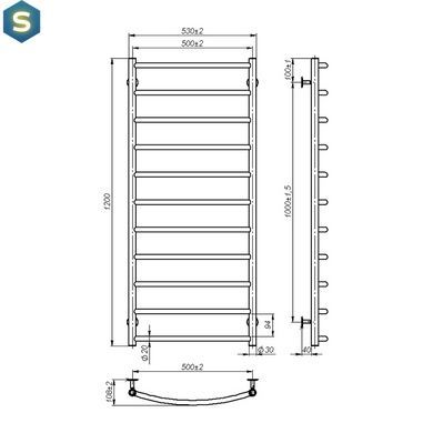 Рушникосушка водяна OnlyHeat Oria 500/1200/11, Хром
