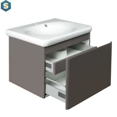 Тумба з умивальником Devit Fly new підвісна 60 см, сіра 0020120G, Каппучино