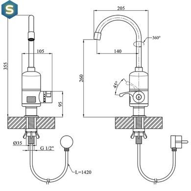 Проточный водонагреватель Wezer SDR-A05T кухня с датчиком температуры
