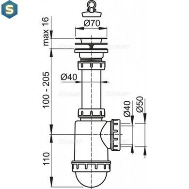 Сифон для кухонної мийки Alcaplast A441-DN50/40