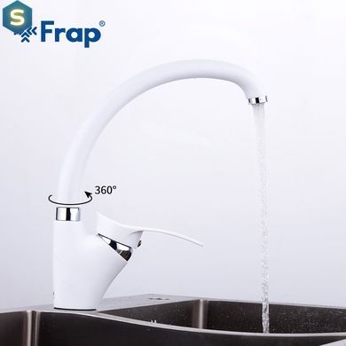 Смеситель для кухни U гайка &Oslash;40 белый Frap 1/10 F4101-12 (F41), Белый