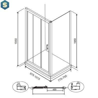 Душевая кабина Eger Lexo 100x80 без поддона 599-811/1, Хром, прозрачный