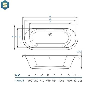 Ванна акриловая Koller Pool Mio 170x75 MIO170X75, Белый