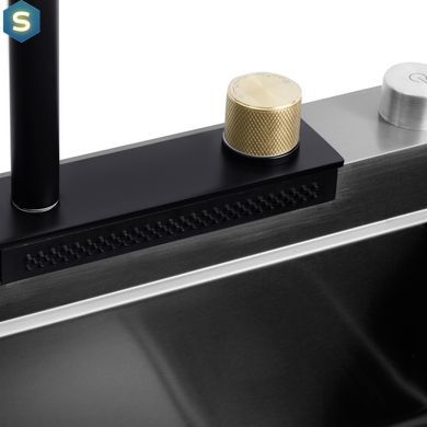 Кухонна мийка Kroner KRP Schwarze - SET7546HM PVD (3.0/0.7 мм) CV032277, Чорний/золото
