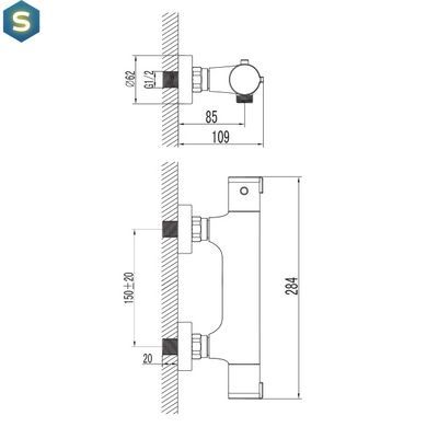 Термостат для душу Imprese Kucera хром f03303401AB, Хром
