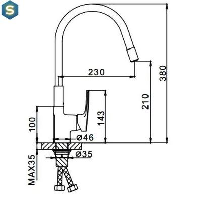 Смеситель для кухни гибкий гусак U гайка белый/хром &Oslash;40 Frap 1/10 F4453-03, Белый