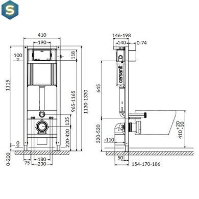 Комплект инсталляции Cersanit Aqua 02 с унитазом Cersanit Moduo CleanOn с сидением Soft Close Slim, Белый