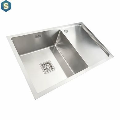 Кухонна мийка Platinum Handmade нержавійка 78x50 L (один отвір, квадратний сифон, 3,0/1,0 мм), Нержавіюча сталь